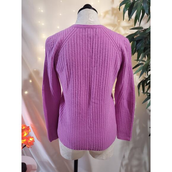 Banana Republic Filpucci Merino Wool Cashmere Ribbed Pink Sweater Womens Size M - Picture 4 of 9